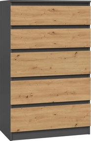 M5 fiókos szekrény, antracit-tölgy