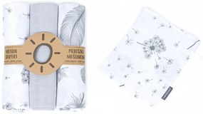 Mamo Tato Muszlin pelenkák 3pcs + ingyenes mosogatórongy - toll, szürke, pitypang