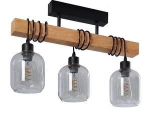 BRILAGI - Felületre szerelhető csillár WOOD GLASS 3xE27/60W/230V fenyő/fekete/füstszürke