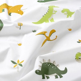 Goldea gyermek pamut ágyneműhuzat duo - dinoszauruszos kalandok, világoszöld hátoldal 140 x 200 és 70 x 90 cm
