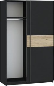 BERNO ruhásszekrény, 120 cm | Antracit + hickory tölgy