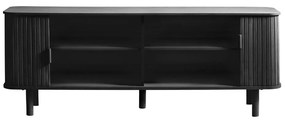 Fekete TV-állvány tölgyfa dekorral 160x56 cm Cavo – Unique Furniture