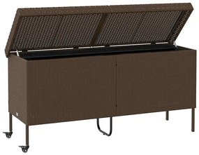 barna polyrattan kerti tárolóláda kerekekkel 160x55x75 cm