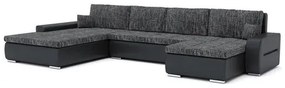 TORONTO U alakú kinyitható kanapé Bal Sötétszürke / fekete ökobőr