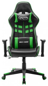 fekete és zöld műbőr gamer szék