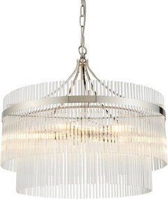 ENDON 104112 MARIETTA Glamour Függesztett Lámpa Nikkel, Átlátszó E14 IP20