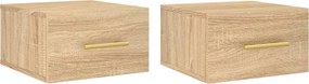 vidaXL 2 db sonoma tölgy falra szerelhető éjjeliszekrény 35x35x20 cm