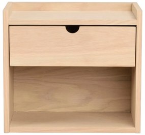 Natúr színű tölgyfa függő-polcokkal éjjeliszekrény Hillmond – Rowico