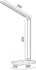 NOBLITE Q LED dimmelhető asztali lámpa vezeték nélküli töltővel, 7W/230V, 3000/4000/6500K, fehér