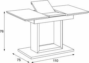 Bővíthető étkezőasztal 110-150x75 cm, MDF, fehér, HT-430 WT