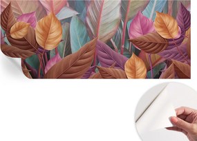 Öntapadós tapéta Fali furnér 3D hatás Színes levelek 250x104 cm