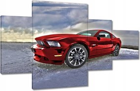 Vászonkép 130x80 Piros Mustang Hó