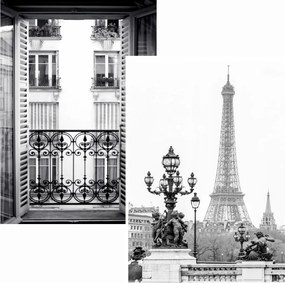 Poszter szett 2db 40x50cm eviero Paris Eiffel-torony Párizs fekete-fehér