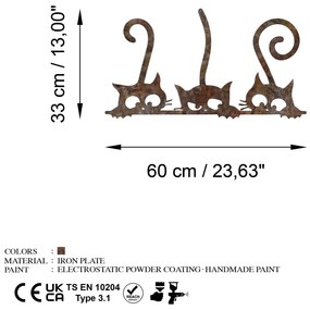 Fém fali dekoráció, Rusty Cats 1