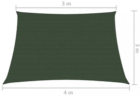 sötétzöld HDPE napvitorla 160 g/m² 3/4 x 3 m