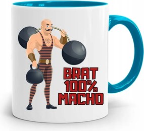 Kék Bögre Ajándék Testvérnek 100% Macho Testvér fényképes nyomtatással