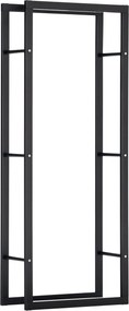 HOMCOM Fakanál Rack 60 x 25 x 150 cm, Acél Támogatás, Maximum 100kg, Kerti Tűzifa Rack, Kerti Tűzifa, Kül- és Beltéri Használatra Fekete | Aosom