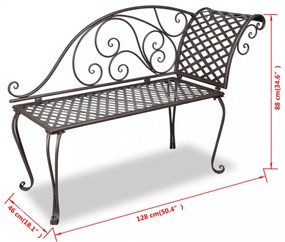 barna antik acél kerti pad 128 cm