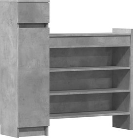 vidaXL betonszürke szerelt fa cipősszekrény 100,5 x 28 x 100 cm