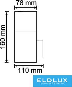 ELDLUX B160-B Modern Kültéri Fali Lámpa IP44