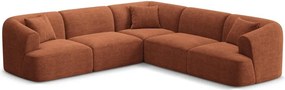 Terrakotta színű kordbársony sarokkanapé Campi – Cosmopolitan Design