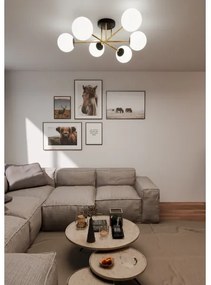 Csillár rúdon  MAGNUM 6xE14/10W/230V fehér/arany/fekete