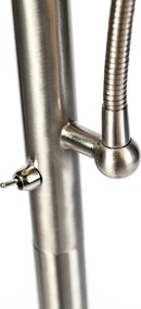 Klasszikus állólámpa acélból fehér búrával és olvasólámpával - Retro