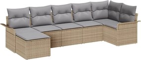 vidaXL Kerti Kanapé Szett tárolóval 7 pcs Bézs polirattan