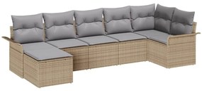 vidaXL Kerti Kanapé Szett tárolóval 7 pcs Bézs polirattan