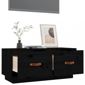 fekete tömör fenyőfa TV-szekrény 80 x 34 x 35 cm
