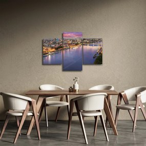 Pozsonyi éjszakai város képe folyóval (90x60 cm)