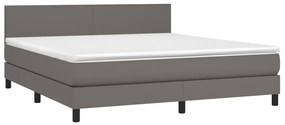 szürke műbőr rugós ágy matraccal és LED-del 180x200 cm