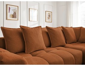 Terrakotta színű zsenília kinyitható-tárolóhelyes sarokkanapé (jobb oldali-L alakú) Everest – Bobochic Paris