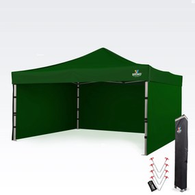 Alumínium promó sátor 4x4 m ALU EXCLUSIVE – 3 oldalfal, HEX 45 mm - plusz 3 oldalfal - Zöld