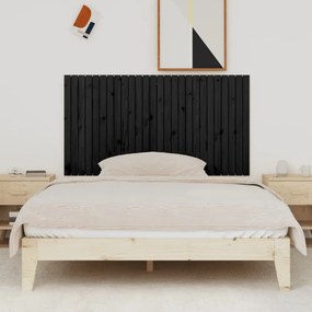 fekete tömör fenyőfa fali fejtámla 166x3x90 cm