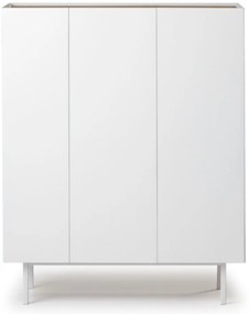 Fehér magas komód tölgyfa dekorral 95x120 cm Arista – Teulat