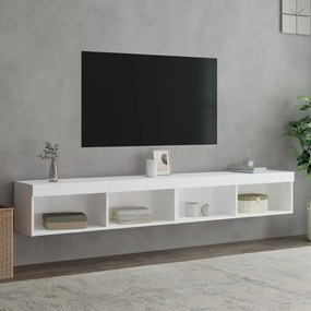 2 db fehér TV-szekrény LED-világítással 100x30x30 cm