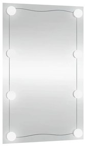 téglalap alakú üveg falitükör LED fényekkel 40 x 60 cm