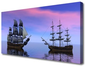 Vászonkép Csónakok táj tenger 100x50 cm