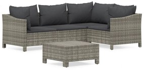 5 részes szürke polyrattan kerti ülőgarnitúra párnákkal