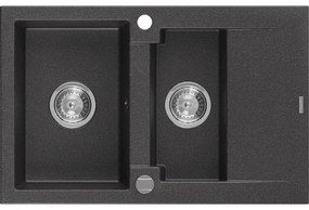 Mexen Gaspar - gránit mosogató 73,7x47,5cm, 1,5 kamrás, fekete foltok, 6507731505-76