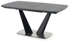 Asztal Houston 935Sötétszürke, Fekete, 76x90x160cm, Hosszabbíthatóság, Edzett üveg, Közepes sűrűségű farostlemez, Fém, Közepes sűrűségű farostlemez