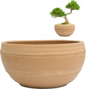 Bonsai Virágtartó 30cm terrakotta agyag bézs fedő nappali virágtartó