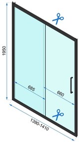 Rea Rapid Slide, zuhanykabin tolóajtóval 130 (ajtó) x 80 (fal), 6mm átlátszó üveg, arany fényes profil, KPL-K5634