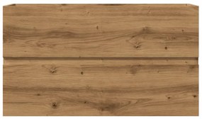Kézműves tölgy színű szerelt fa mosdószekrény 90 x 38,5 x 45 cm