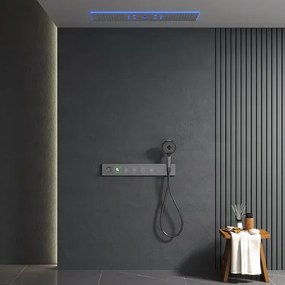Falba süllyesztett zuhanyrendszer ELITE EDITION BCS1045, 6 funkcióval, LED-világítással, termosztáttal és többféle felülettel — Gunmetal szürke —…