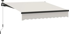 Outsunny Kézi Retractable Napernyő 3x2.5m Napelemes LED Fényekkel Erkélyhez Alumínium Kvázi és UV50+ Védelem Kert Terasz Ablakokhoz Krém | Aosom