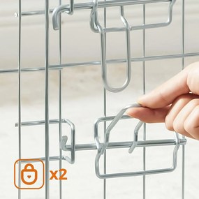 Összecsukható kisállat-kifutó, 8 paneles, ajtóval, 61 cm magas, nyulakhoz és kisállatokhoz, ezüst