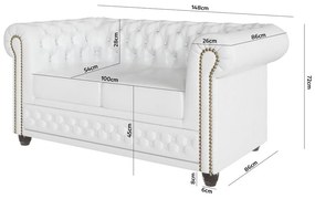 Fehér bőrutánzat kanapé 148 cm York – Ropez