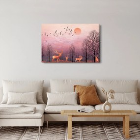 Kép - Szarvas a lenyugvó nap fényében (90x60 cm)
